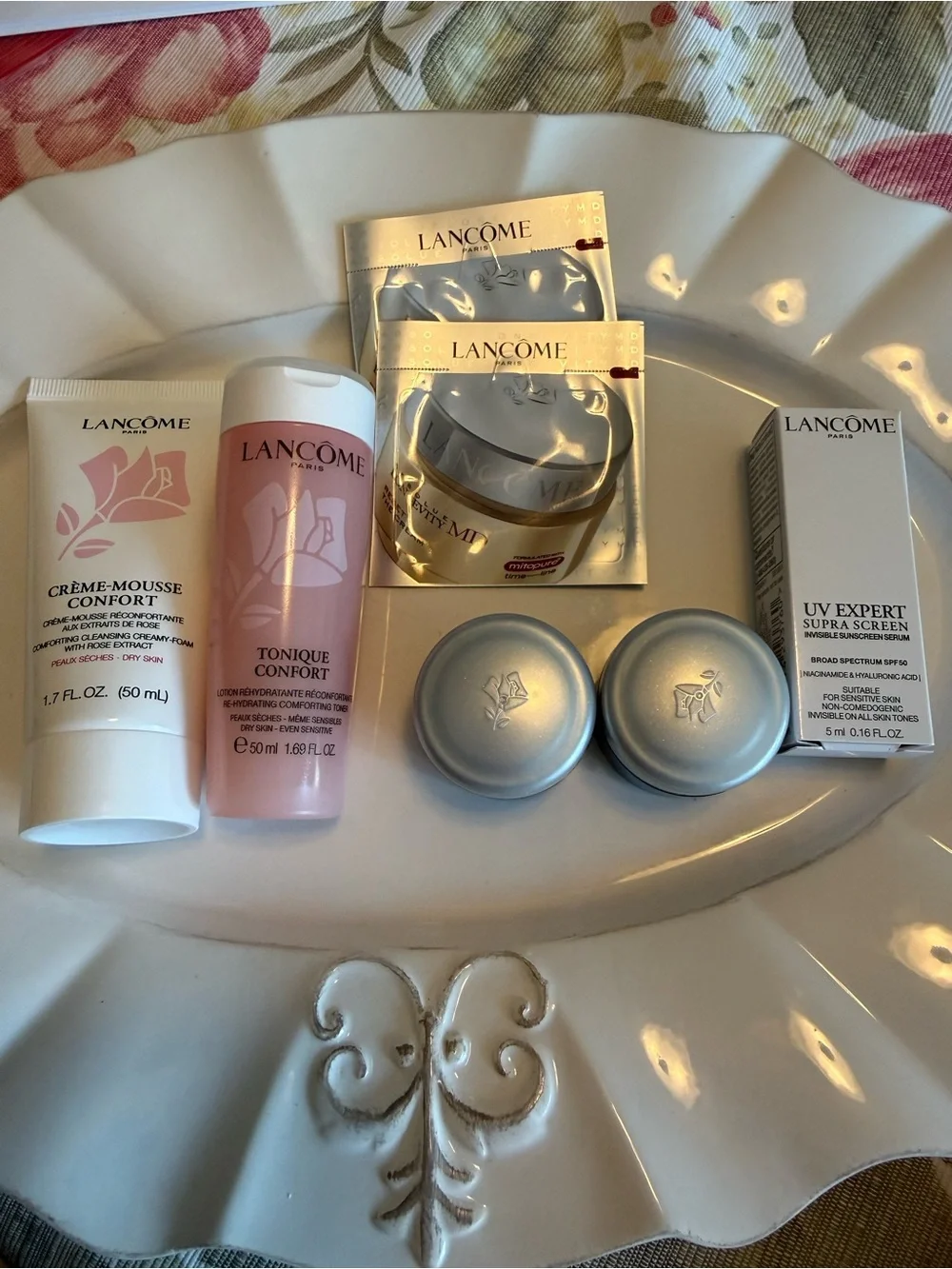 Lancome Skincare Lot Creme Mousse Tonique Genifique SPF50 7 Pc New
